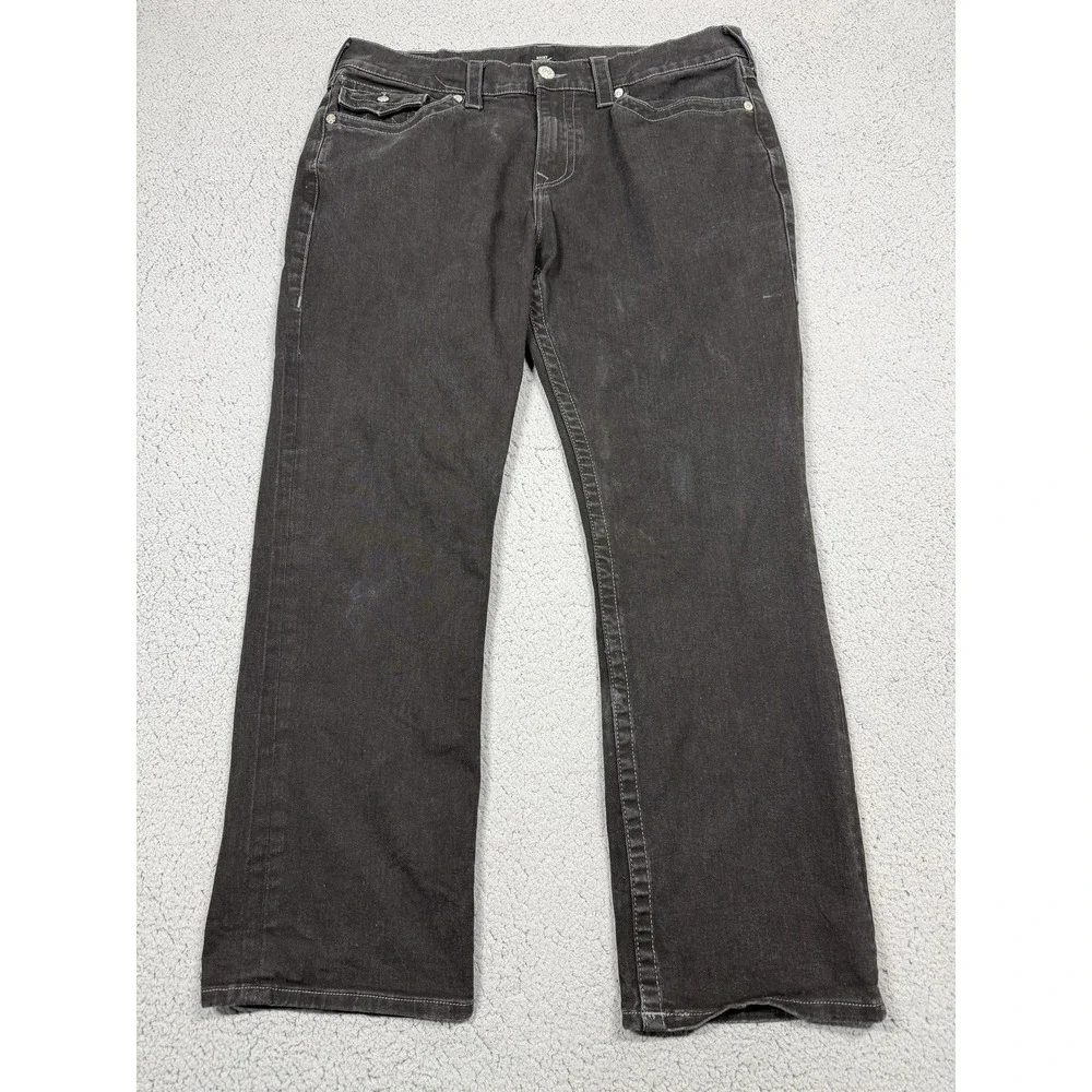 True Religion Ricky Jeans Mens 36x29 Relaxed Straight Stretch Charcoal Wash
